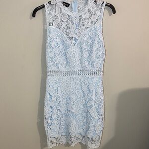Lace Mini Dress in Light Blue